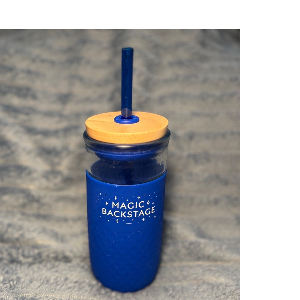 Ello Disney Special Edition Magic Backstage Tumbler Cup With Straw Blue Wood Lid